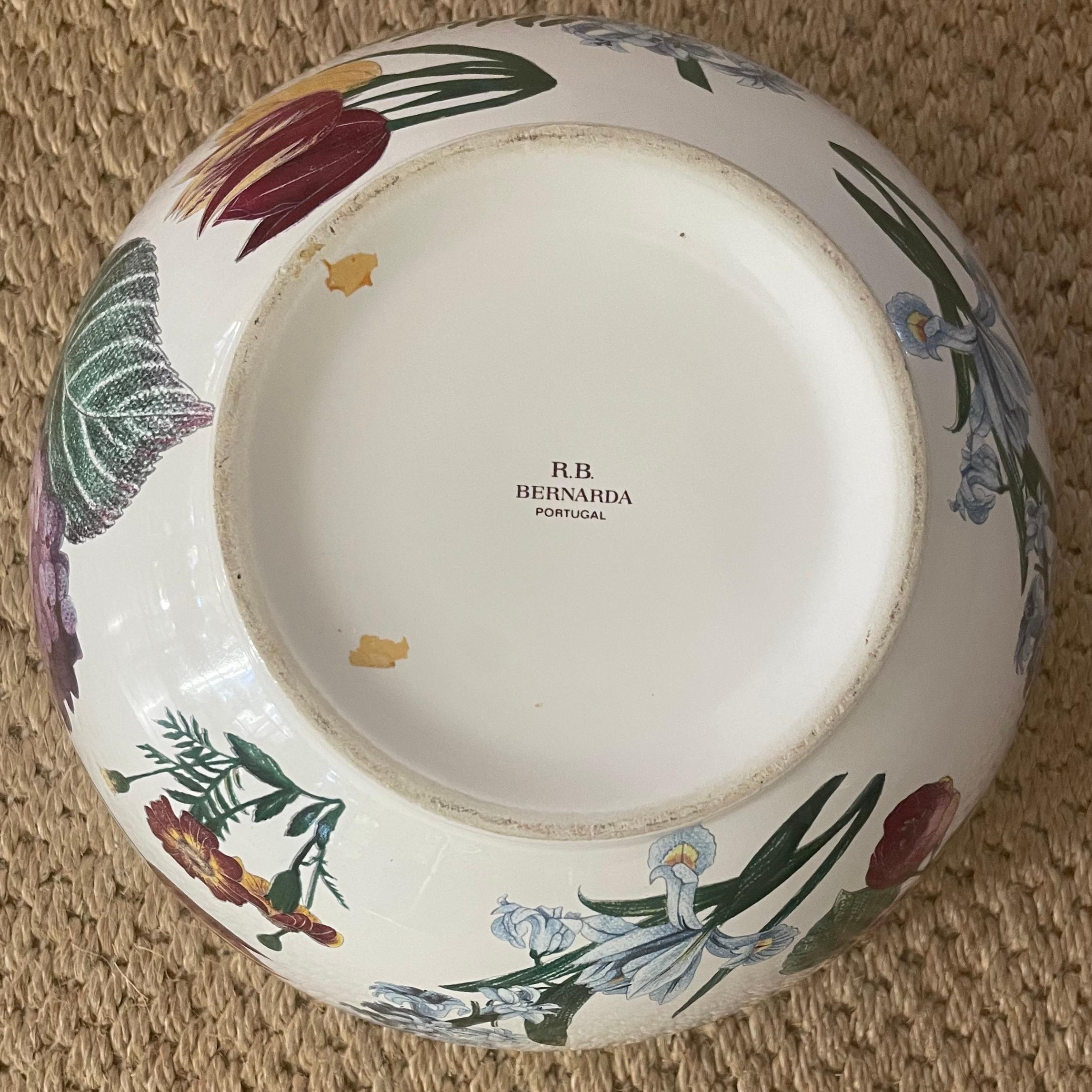 20th Century Purple Yellow and Blue Floral Serving Bowl  For Sale