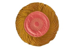 SWIRL Purple Yellow / Ocre Salmon by Bethan Laura Wood, Handcrafted Silk Cushion