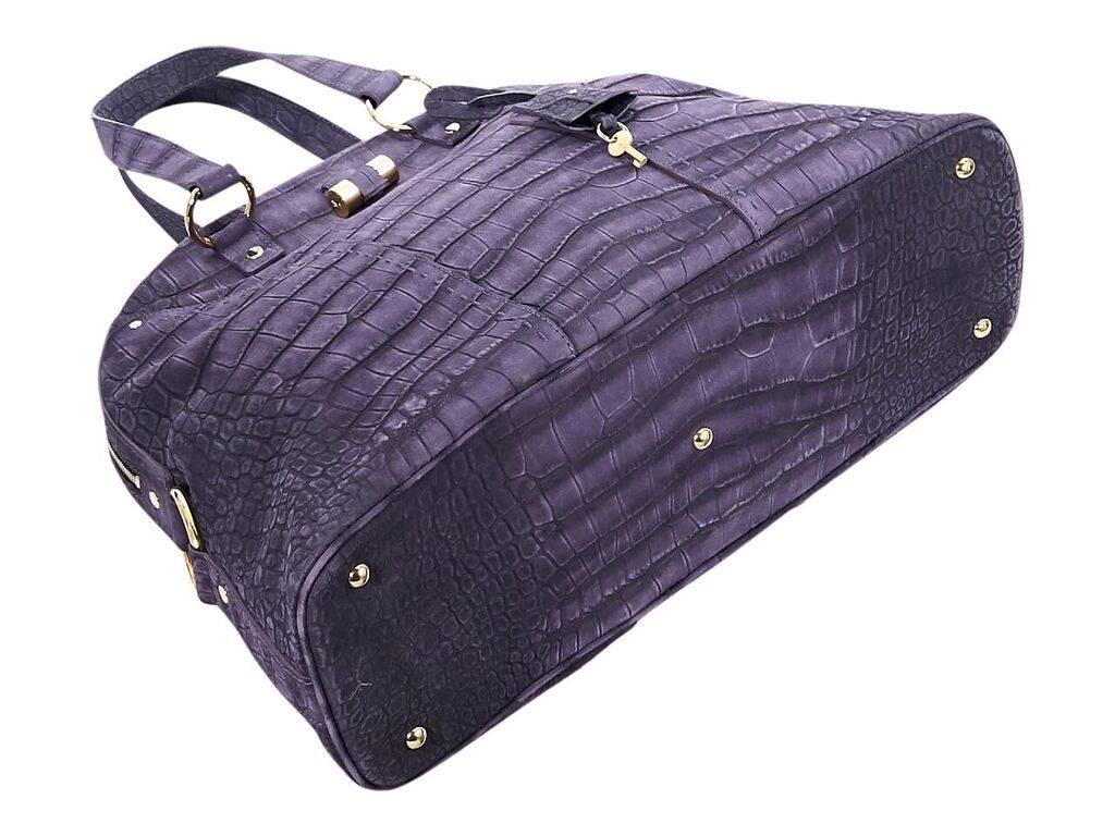 Black Purple Yves Saint Laurent Muse Embossed Handbag