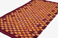 Maroon and Orange Vintage Midcentury West African Ewe Kente Cloth Textile Fabric