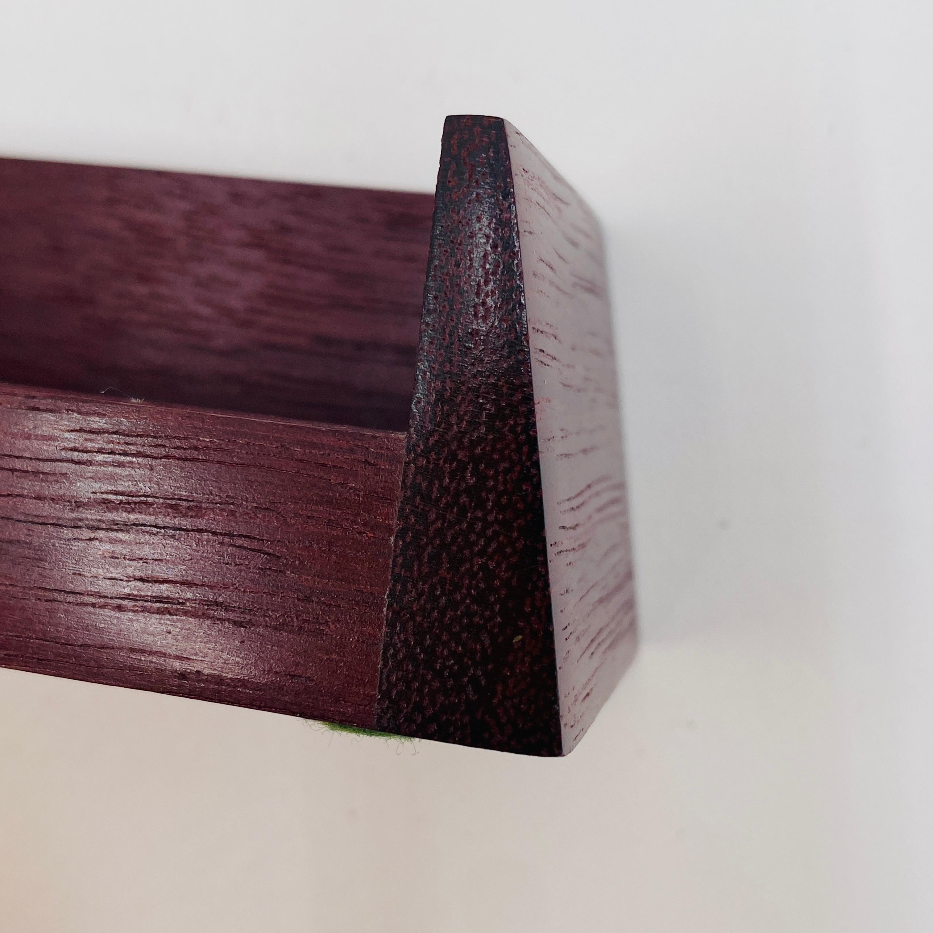 Purpleheart Wood Card Holder Signed Handmade, 1990s 3