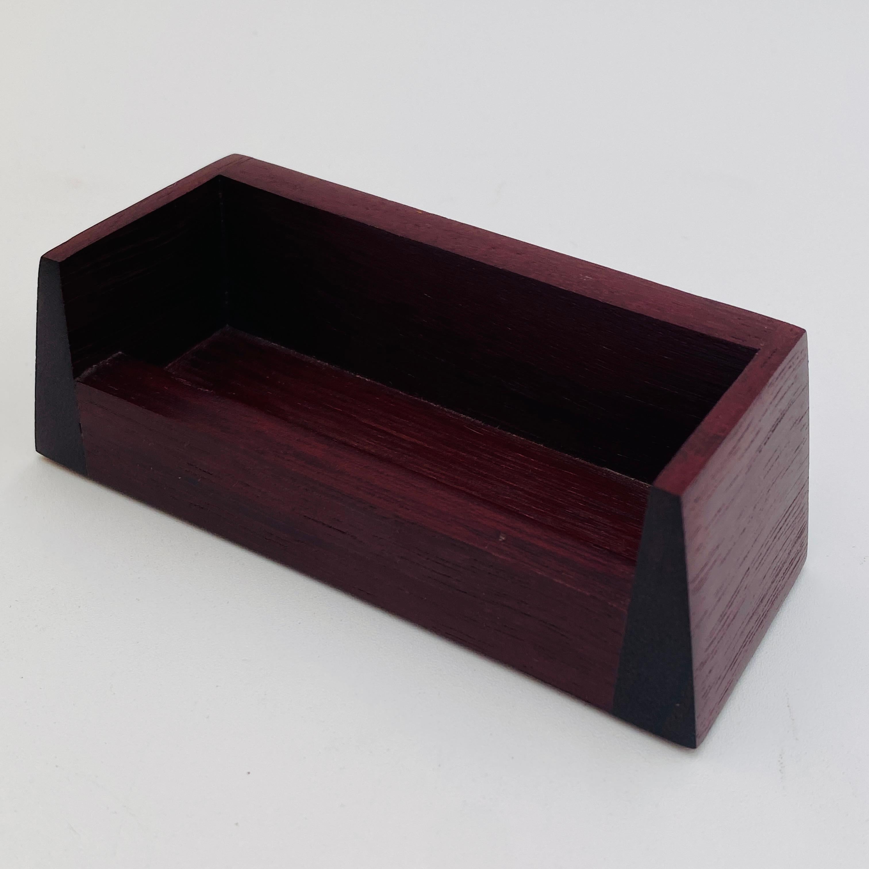 Purpleheart Wood Card Holder Signed Handmade, 1990s 4