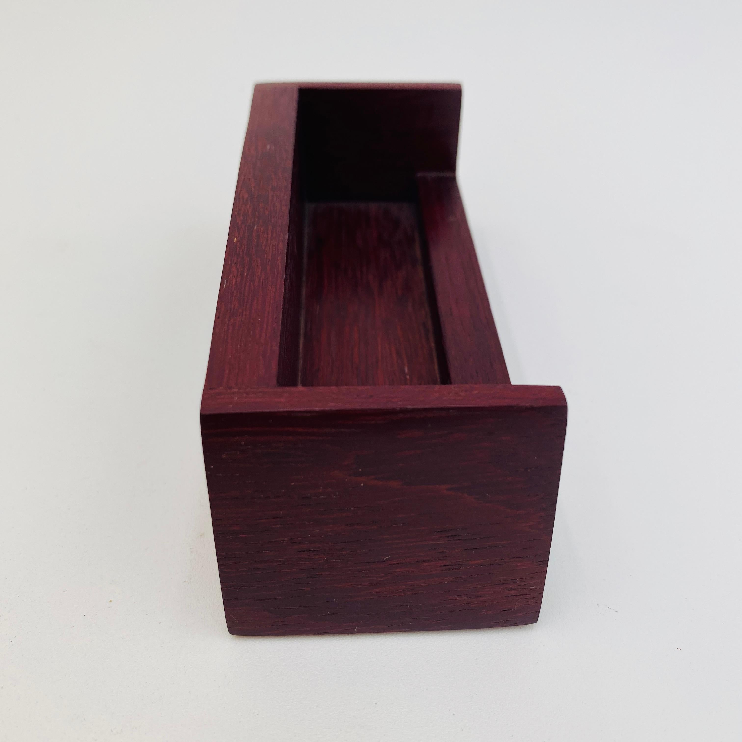 Mid-Century Modern Purpleheart Wood Card Holder Signed Handmade, 1990s