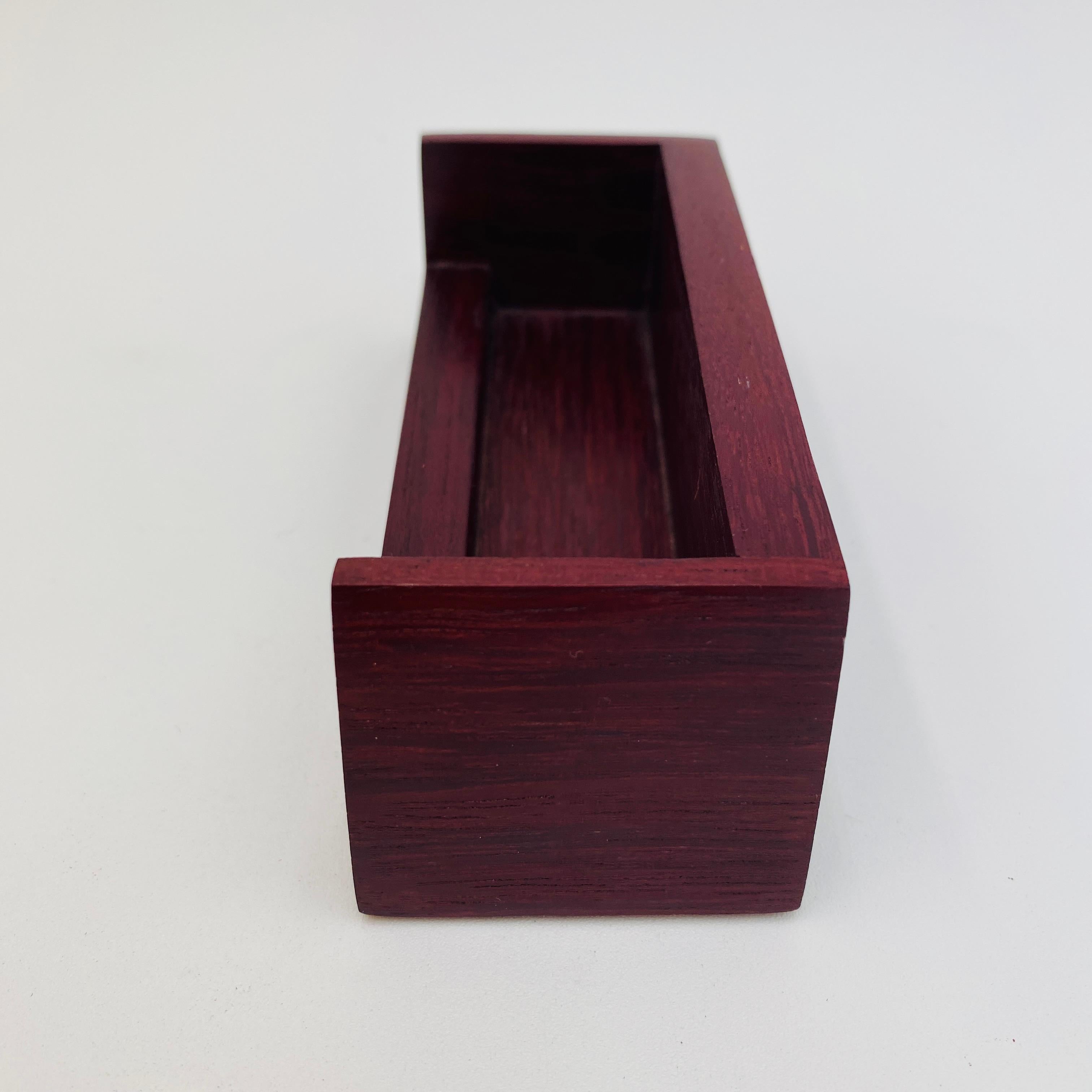 Purpleheart Wood Card Holder Signed Handmade, 1990s In Good Condition In San Juan Capistrano, CA