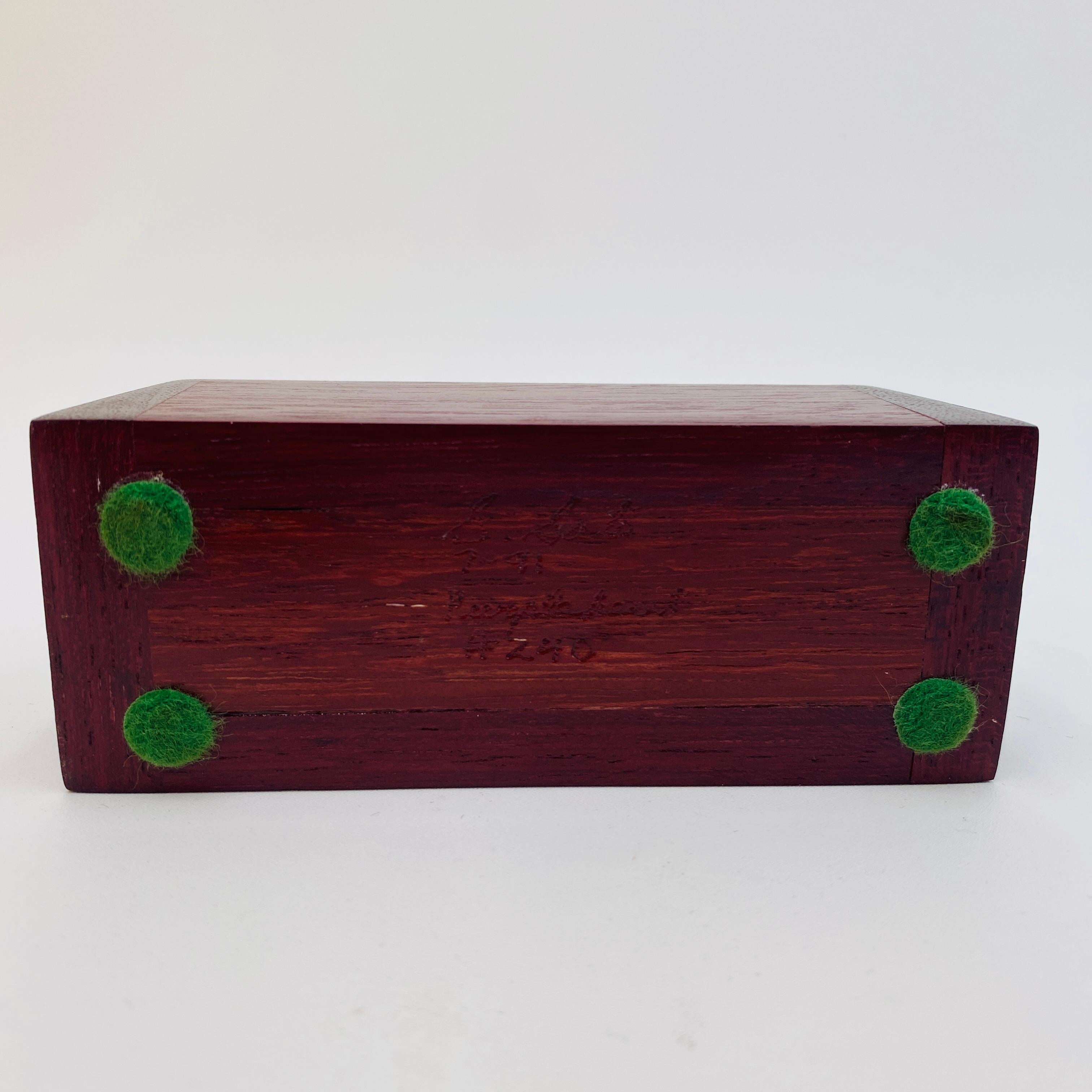 Late 20th Century Purpleheart Wood Card Holder Signed Handmade, 1990s