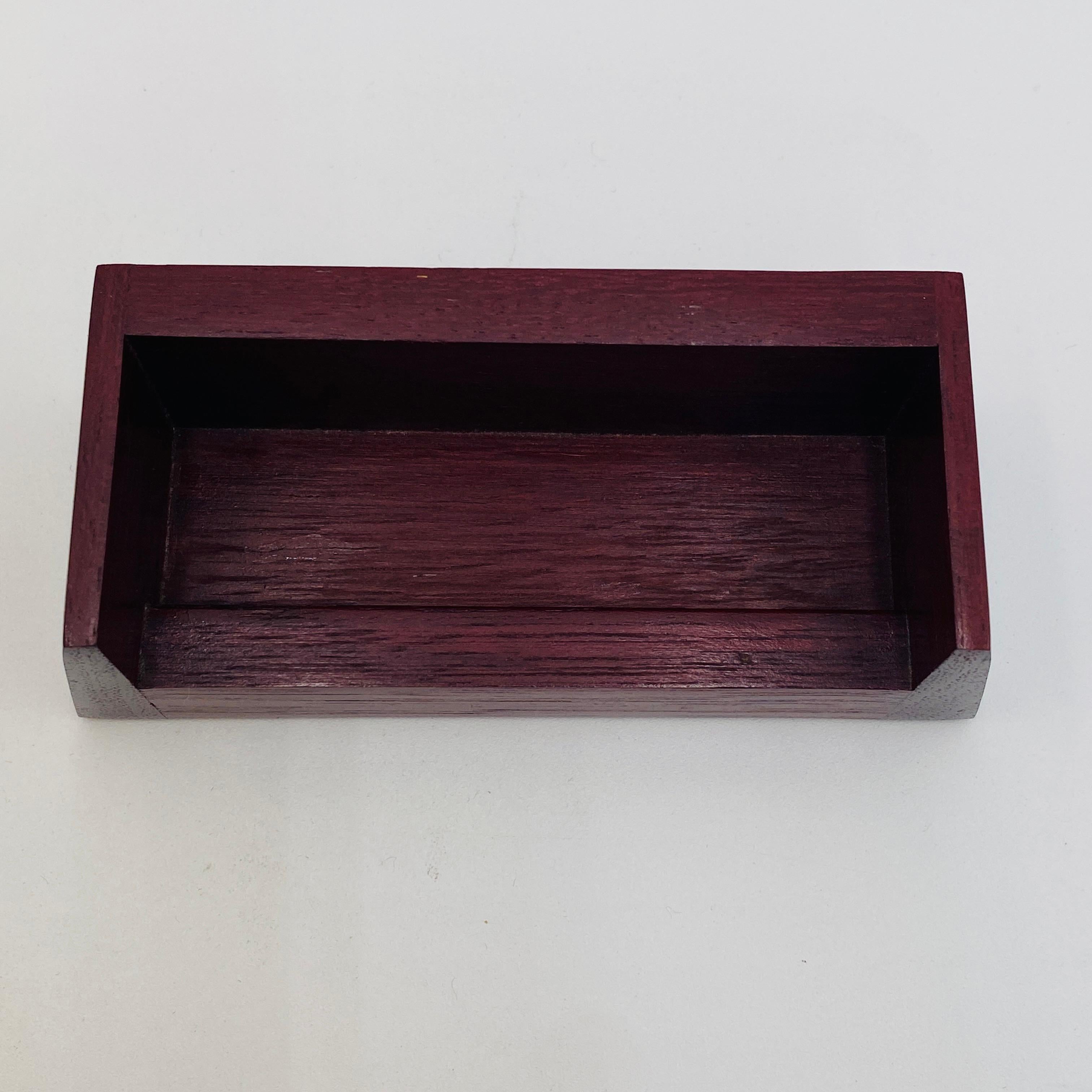 Purpleheart Wood Card Holder Signed Handmade, 1990s 2