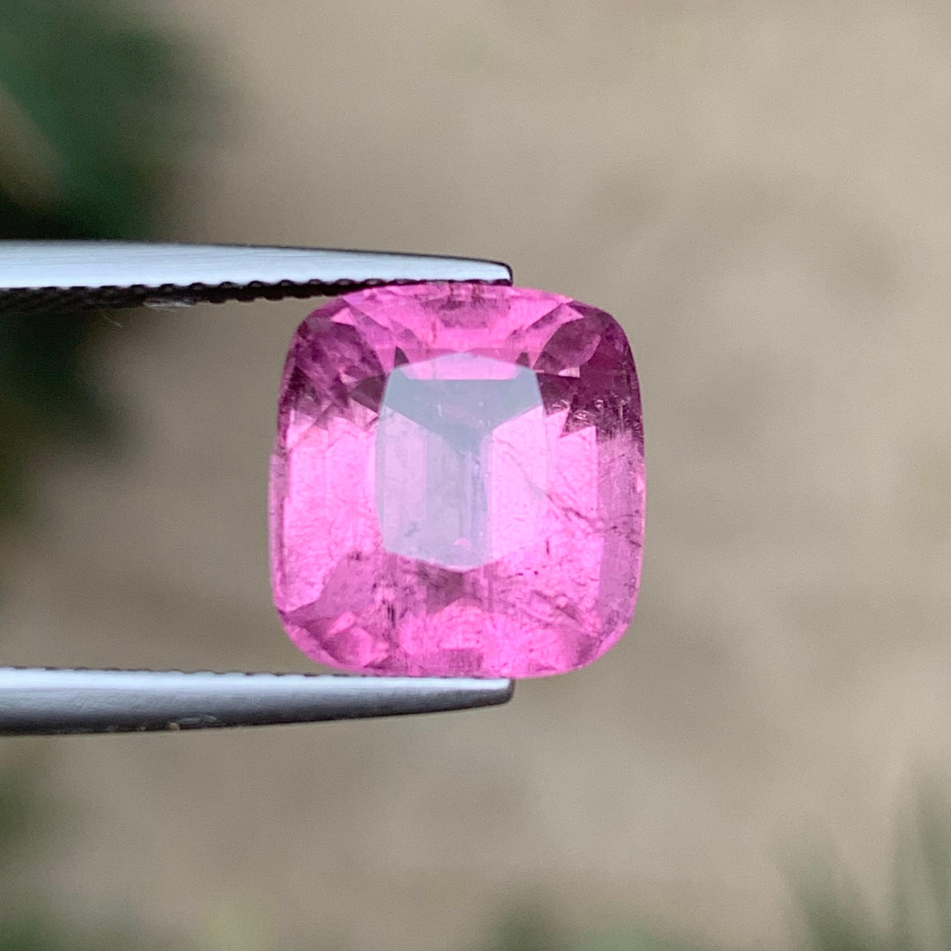Lila Farbton rosa natürlichen Turmalin Ring lose Edelstein 8,10 Ct Kissenschliff im Angebot 3
