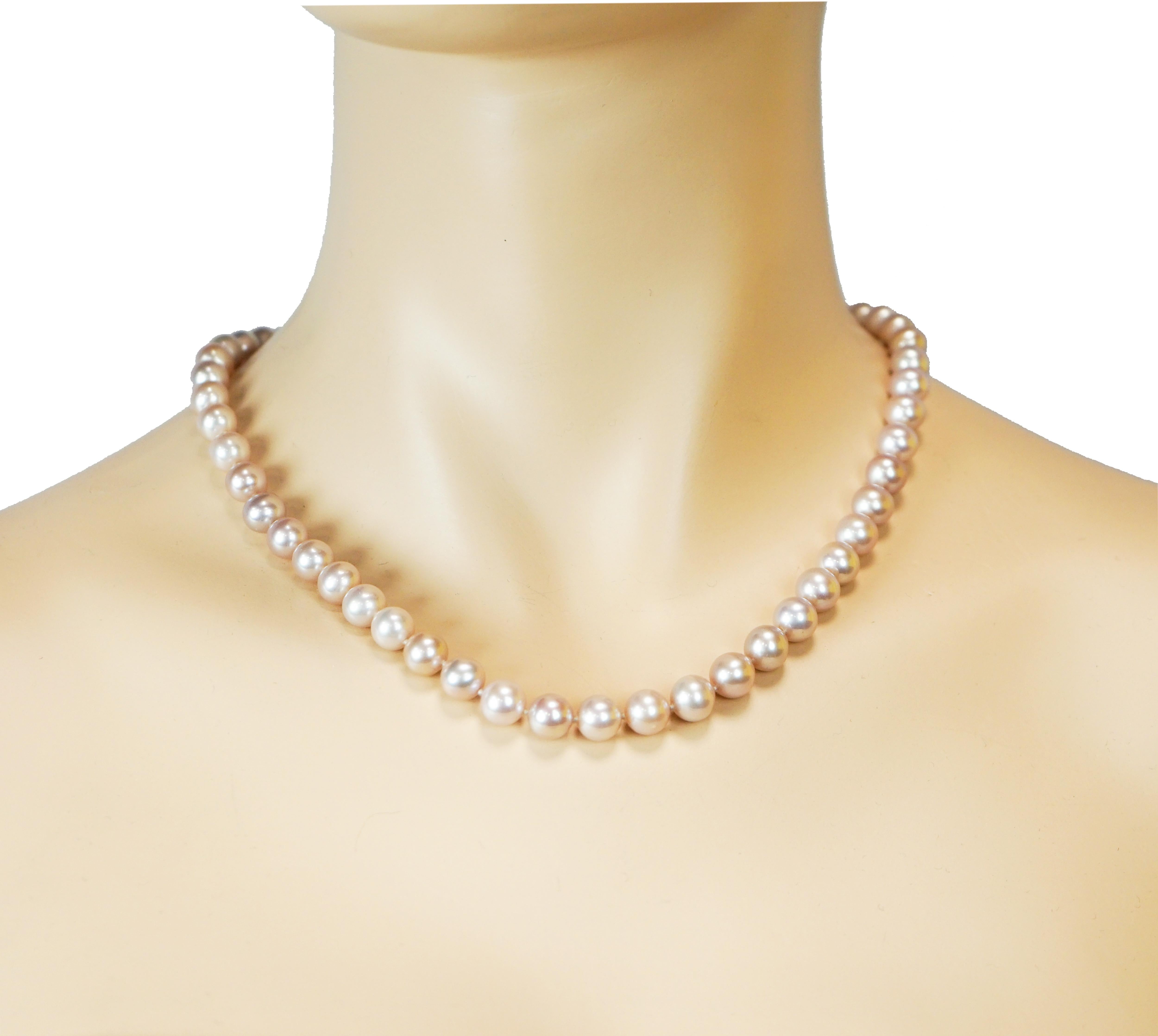 Artist Purplish Pearl Necklace with Yellow Gold Clasp For Sale