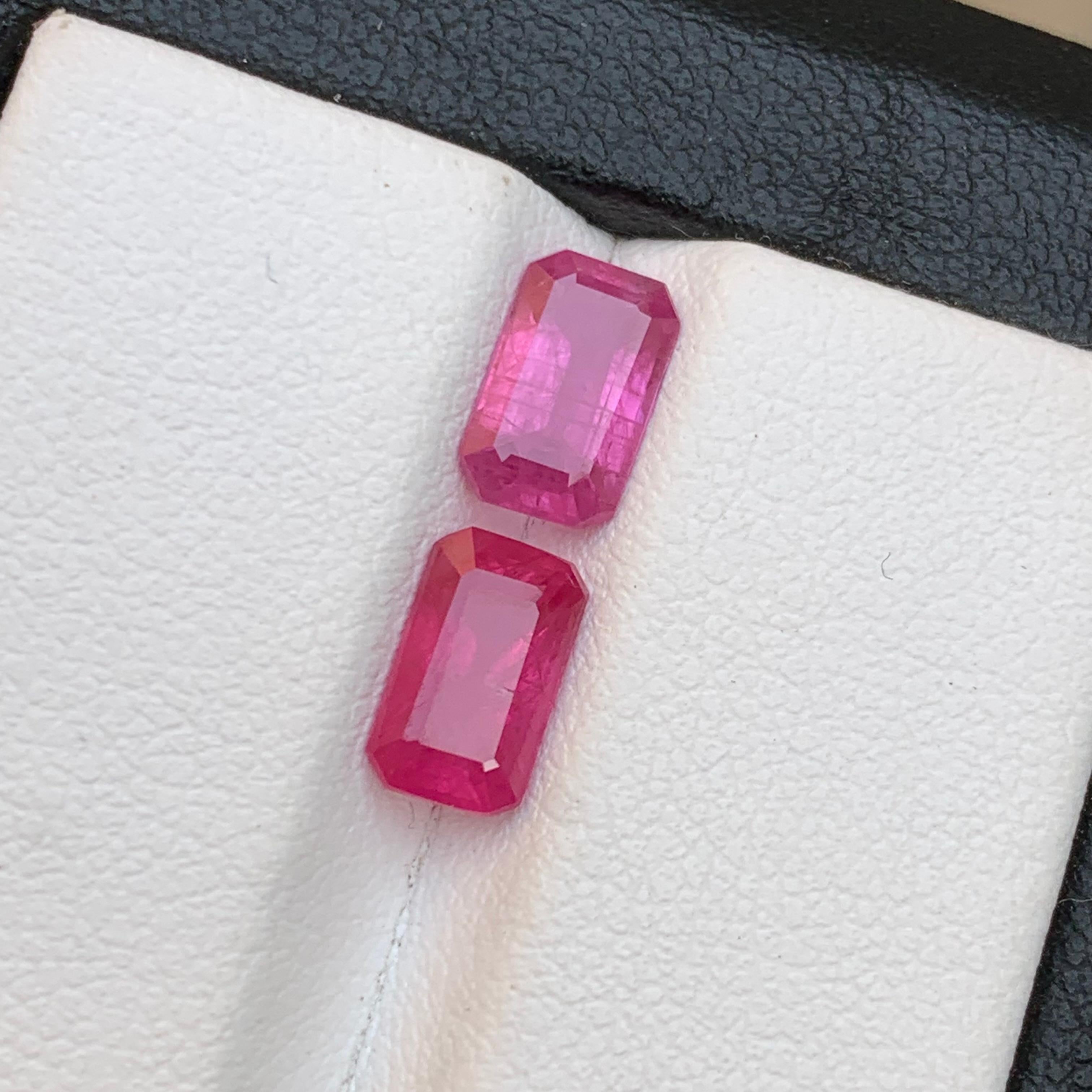 Purplish Pink Certified Natural Sapphire Earrings Loose Gemstone Pair Set 3 Ct For Sale 5