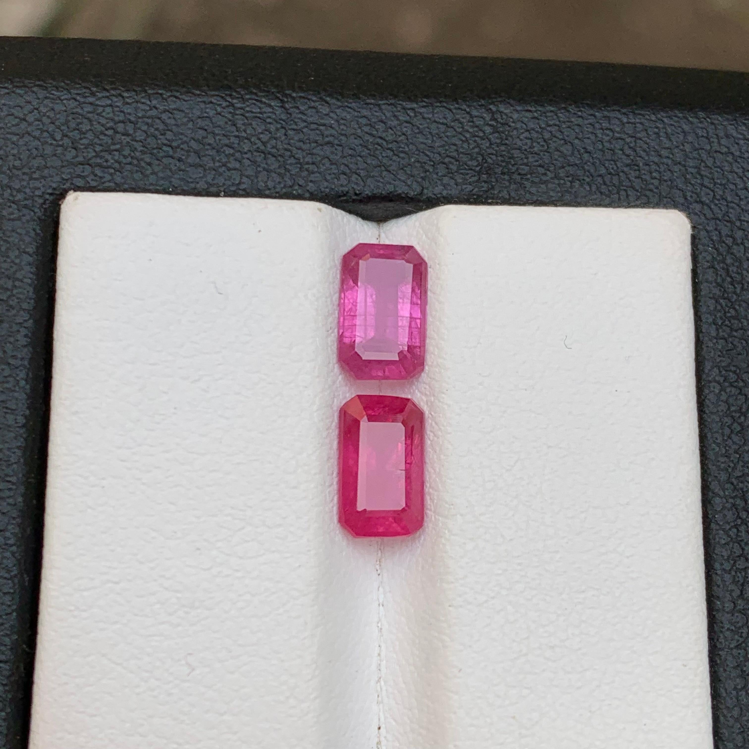 Purplish Pink Certified Natural Sapphire Earrings Loose Gemstone Pair Set 3 Ct For Sale 6