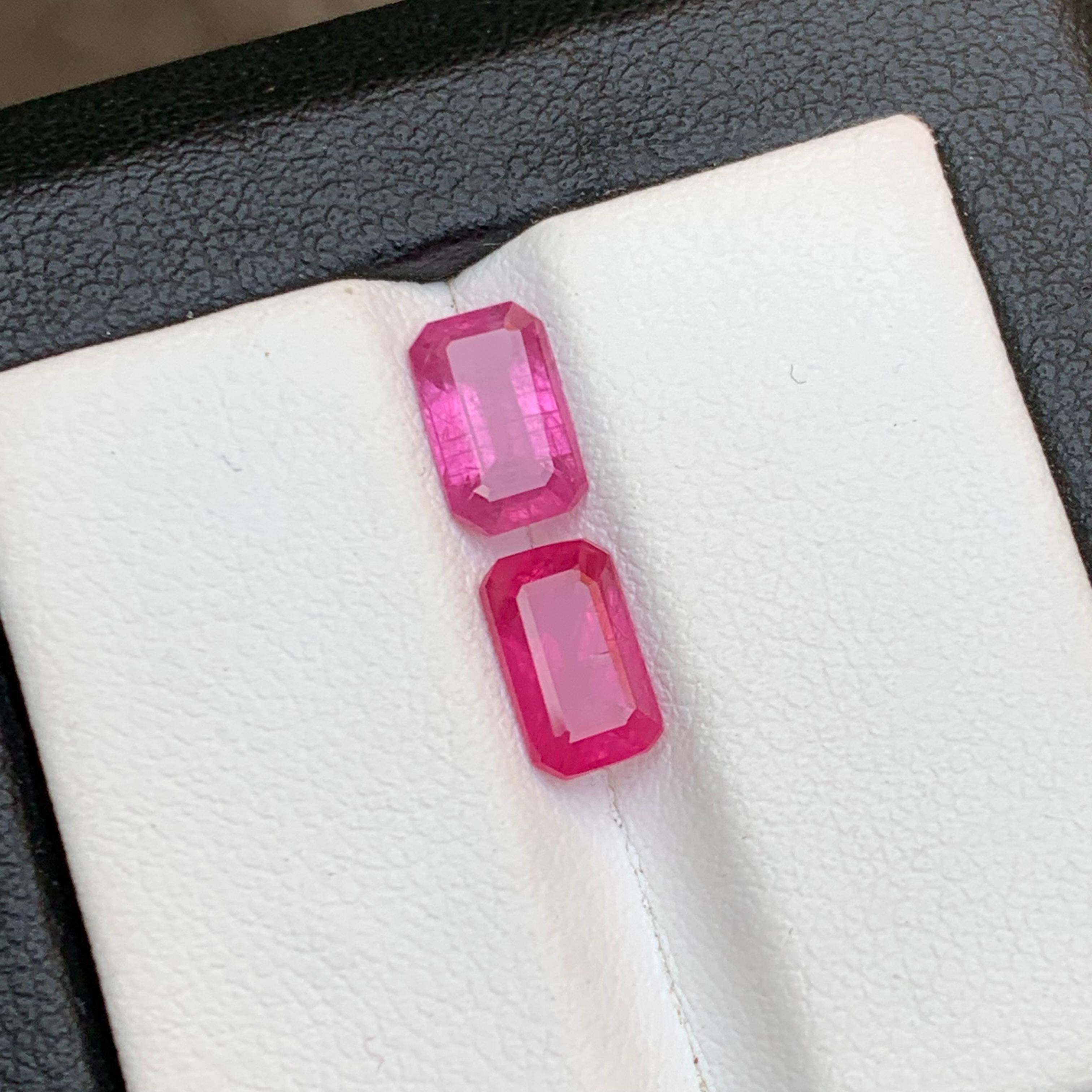 Purplish Pink Certified Natural Sapphire Earrings Loose Gemstone Pair Set 3 Ct For Sale 7