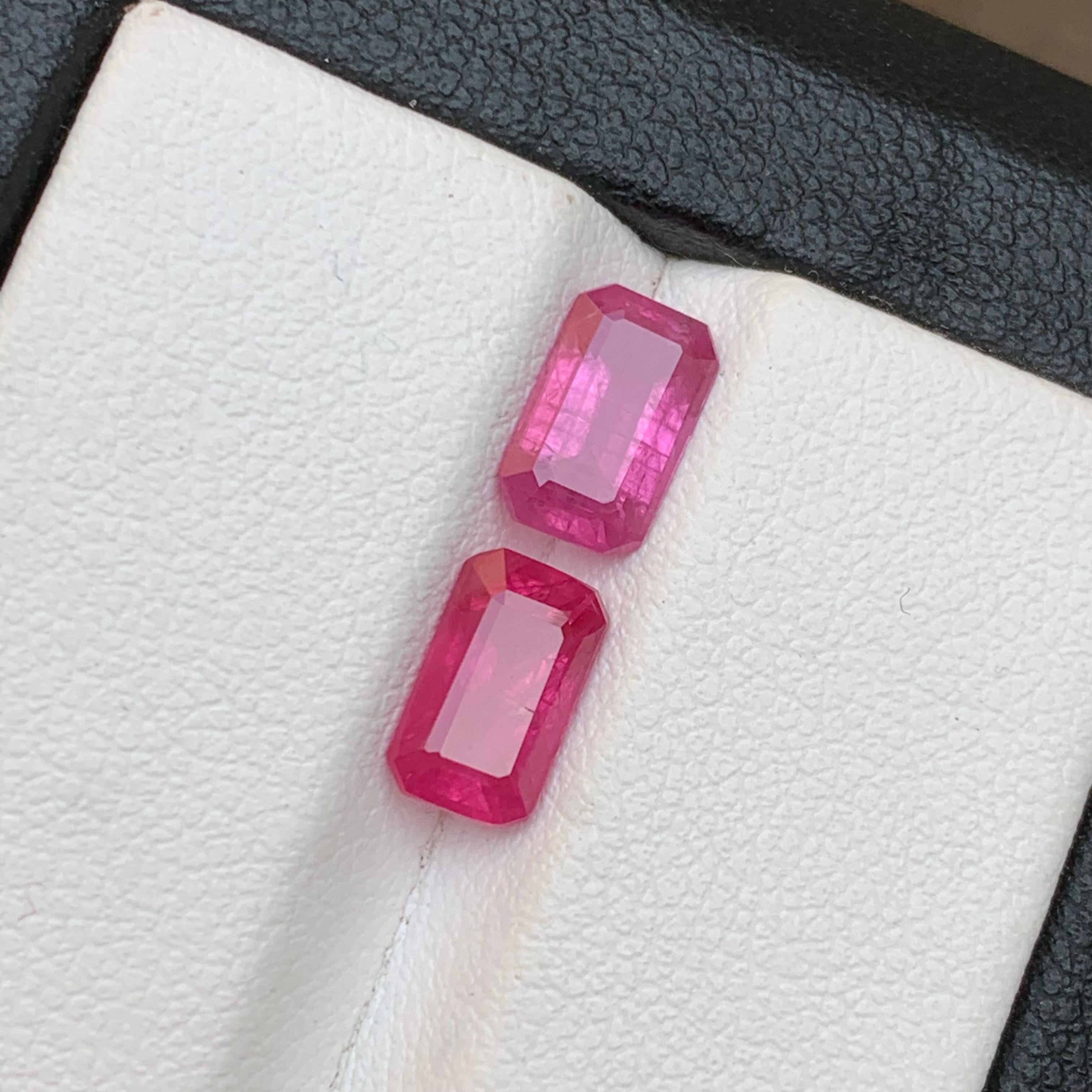 Contemporary Purplish Pink Certified Natural Sapphire Earrings Loose Gemstone Pair Set 3 Ct For Sale
