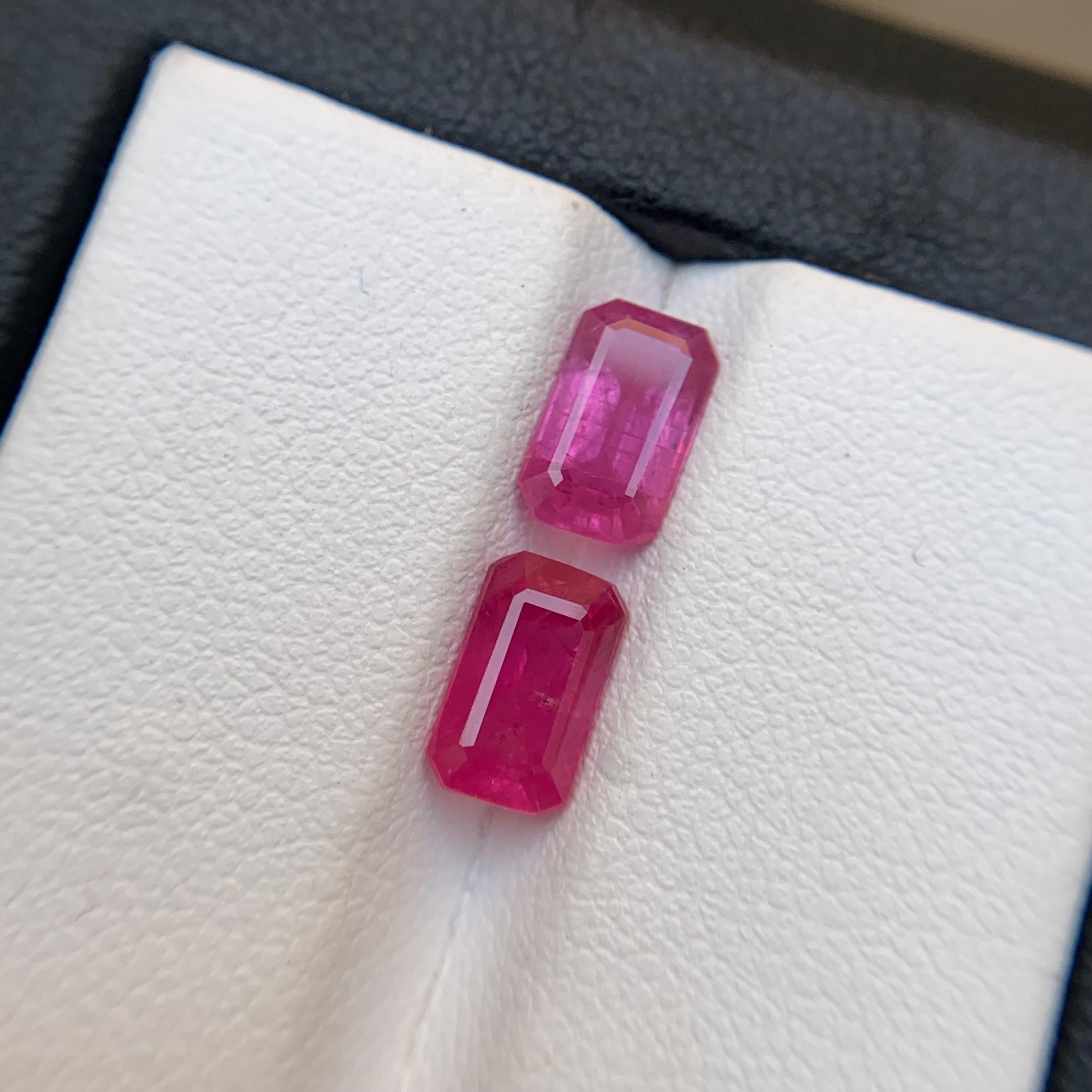 Purplish Pink Certified Natural Sapphire Earrings Loose Gemstone Pair Set 3 Ct For Sale 1
