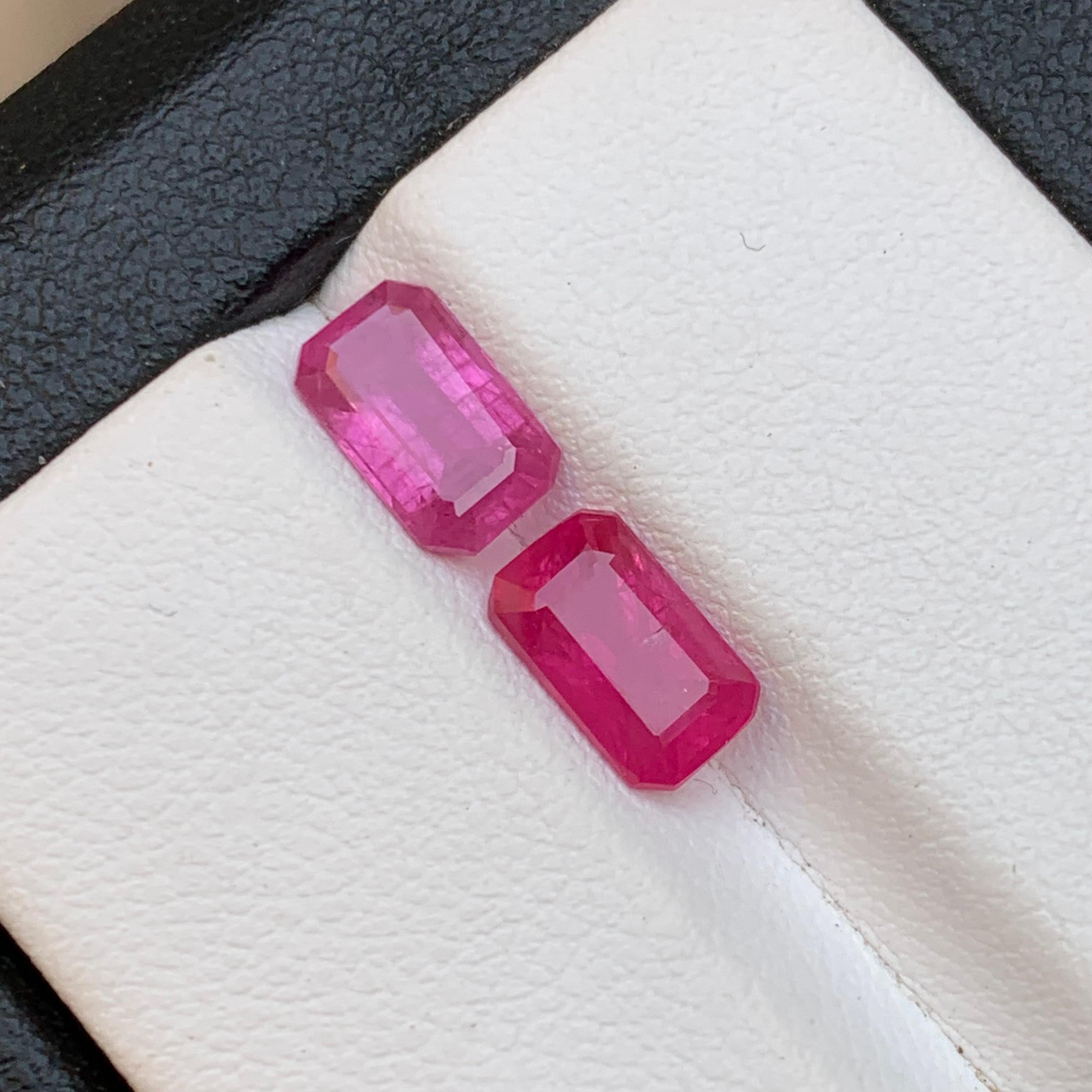 Purplish Pink Certified Natural Sapphire Earrings Loose Gemstone Pair Set 3 Ct For Sale 2