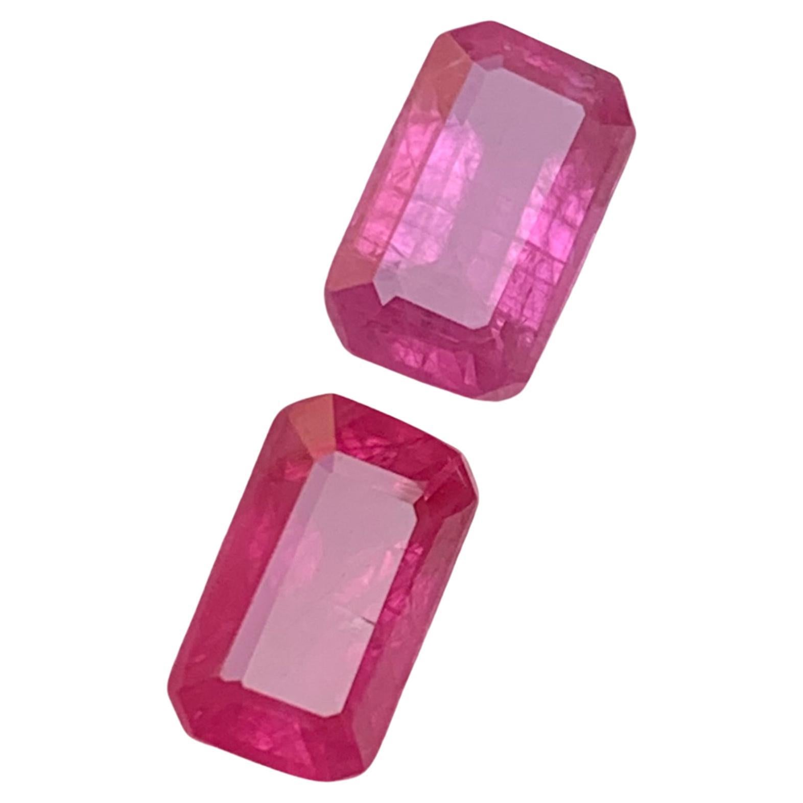 Purplish Pink Certified Natural Sapphire Earrings Loose Gemstone Pair Set 3 Ct For Sale