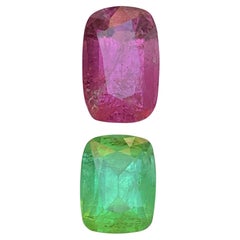 Gemas sueltas de turmalina natural rosa violáceo y verde 6Ct Joyería talla cojín
