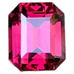 Purplish Pink Natural Rhodolite Garnet 2.97 Carat Emerald Cut Loose Gemstone