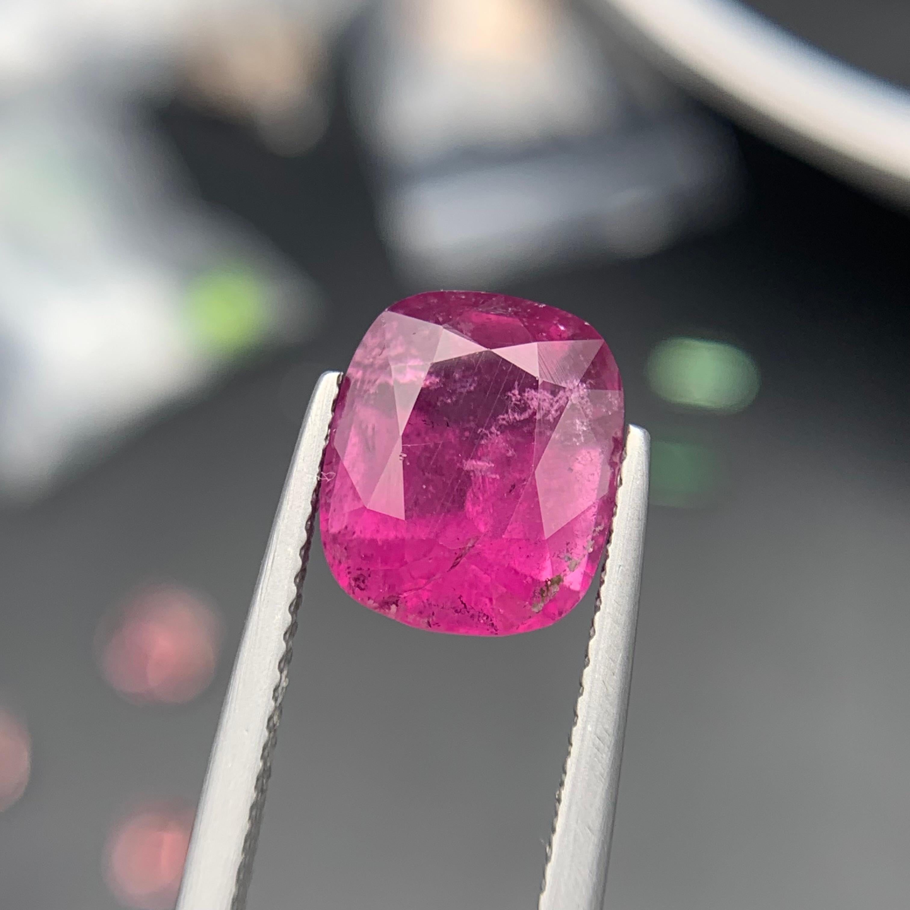 Lila rosa natürlichen Rubellit Turmalin Ring lose Edelstein 4,50 Ct Cushion (Kissenschliff) im Angebot