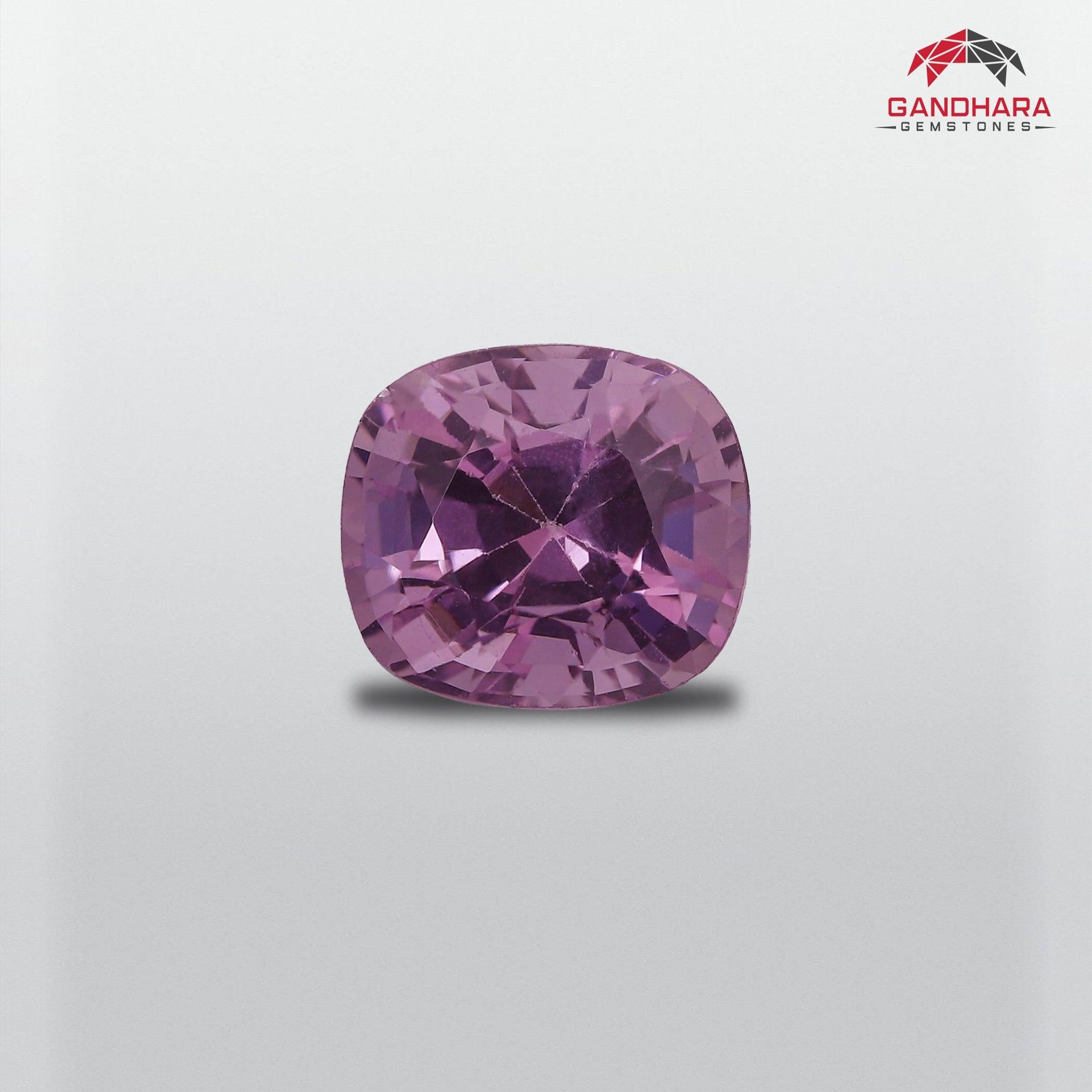 Purplish Pink Spinel Gemstone of 1.55 carats from Burma has a wonderful cut in a Cushion shape, incredible Purplish Pink color. Great brilliance. This gem is Eye Clean Clarity.

Product Information:
GEMSTONE TYPE:	Purplish Pink Spinel