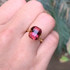 Purplish Pink Tourmaline 6.95 Carat Cushion Cut Natural Loose Gemstone for Ring