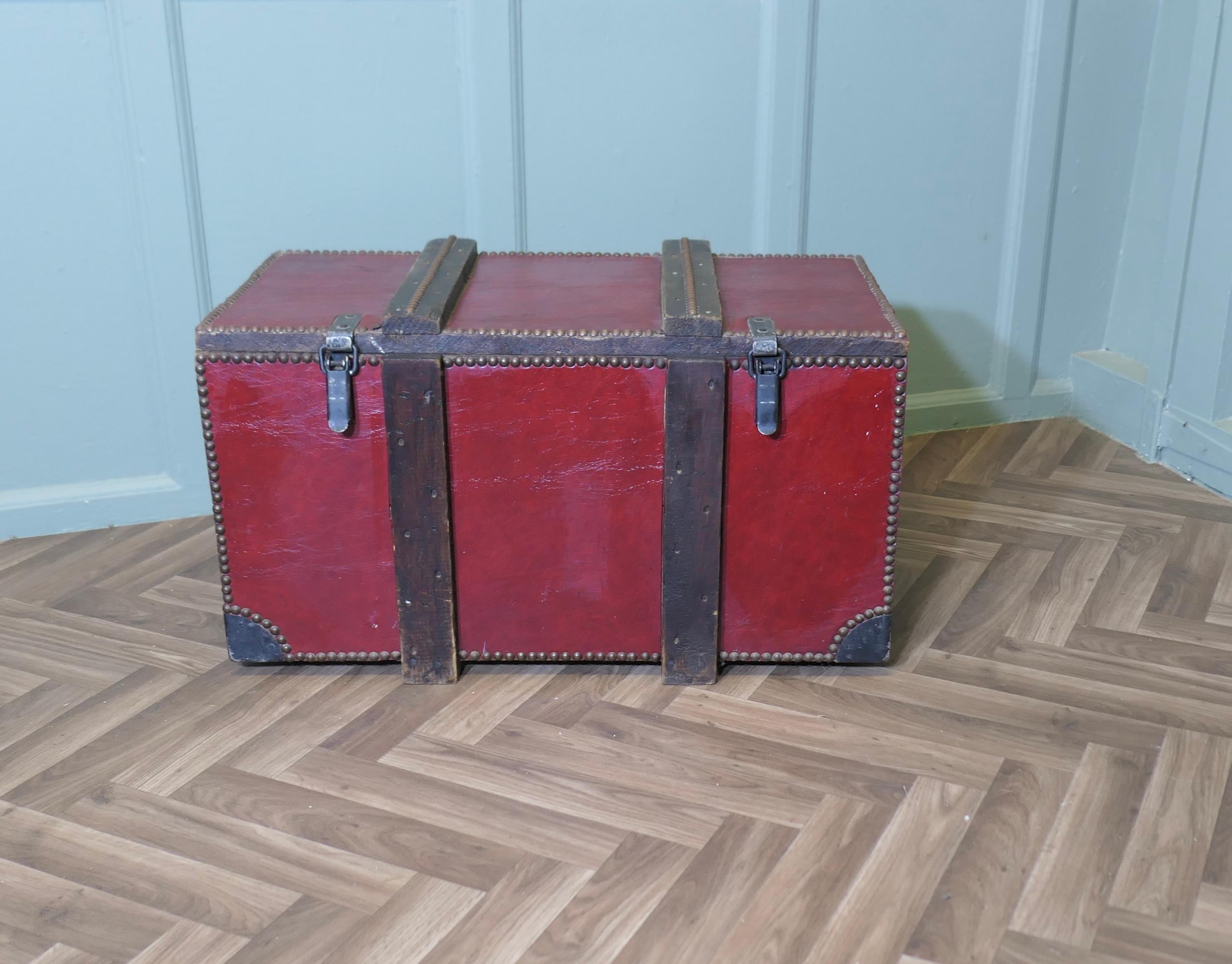 Country Purpose Made Leather Travel Trunk Strong Box For Sale