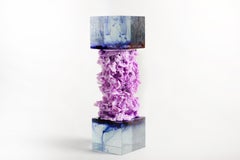 Cristal contra Colección de plástico, "Purpull" escultura orgánica estructural morada