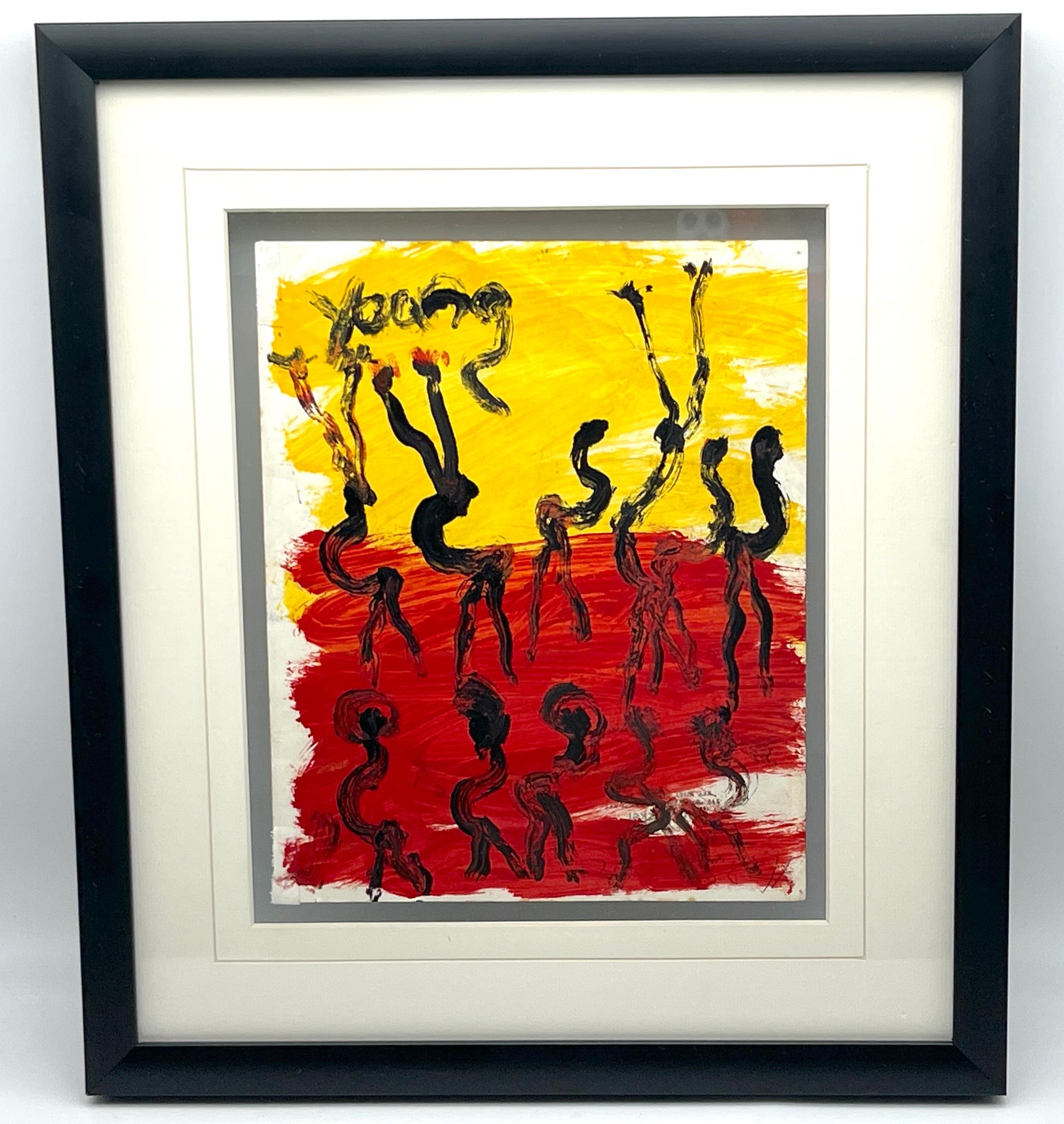 Modern Purvis Young (1943-2010)  'Fire Dancers' 20th Century For Sale