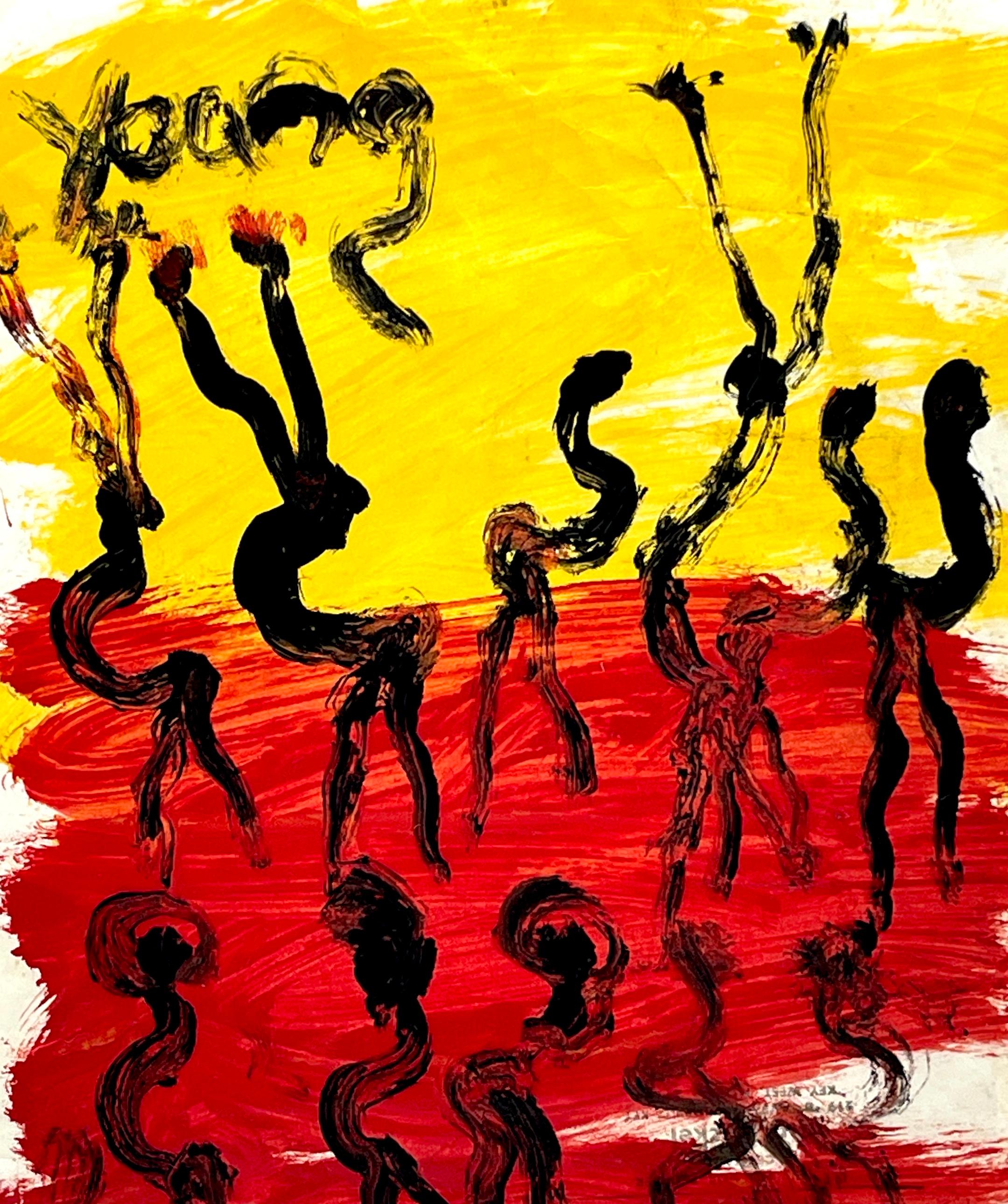 American Purvis Young (1943-2010)  'Fire Dancers' 20th Century For Sale
