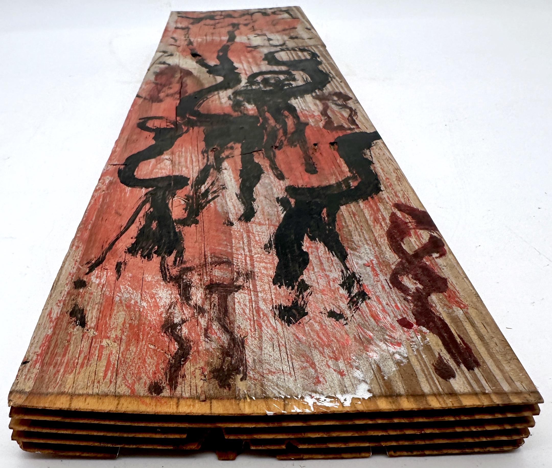 Purvis Young (1989-1999) 'Tanzende Figuren' auf Tafel, größer (Moderne) im Angebot