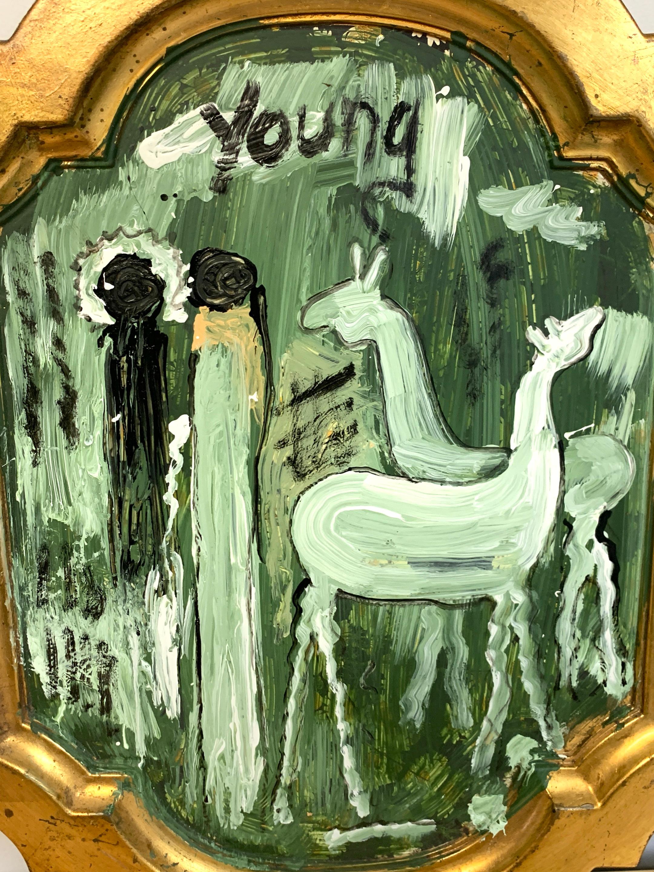 American Purvis Young Figures & Horses in Landscape
