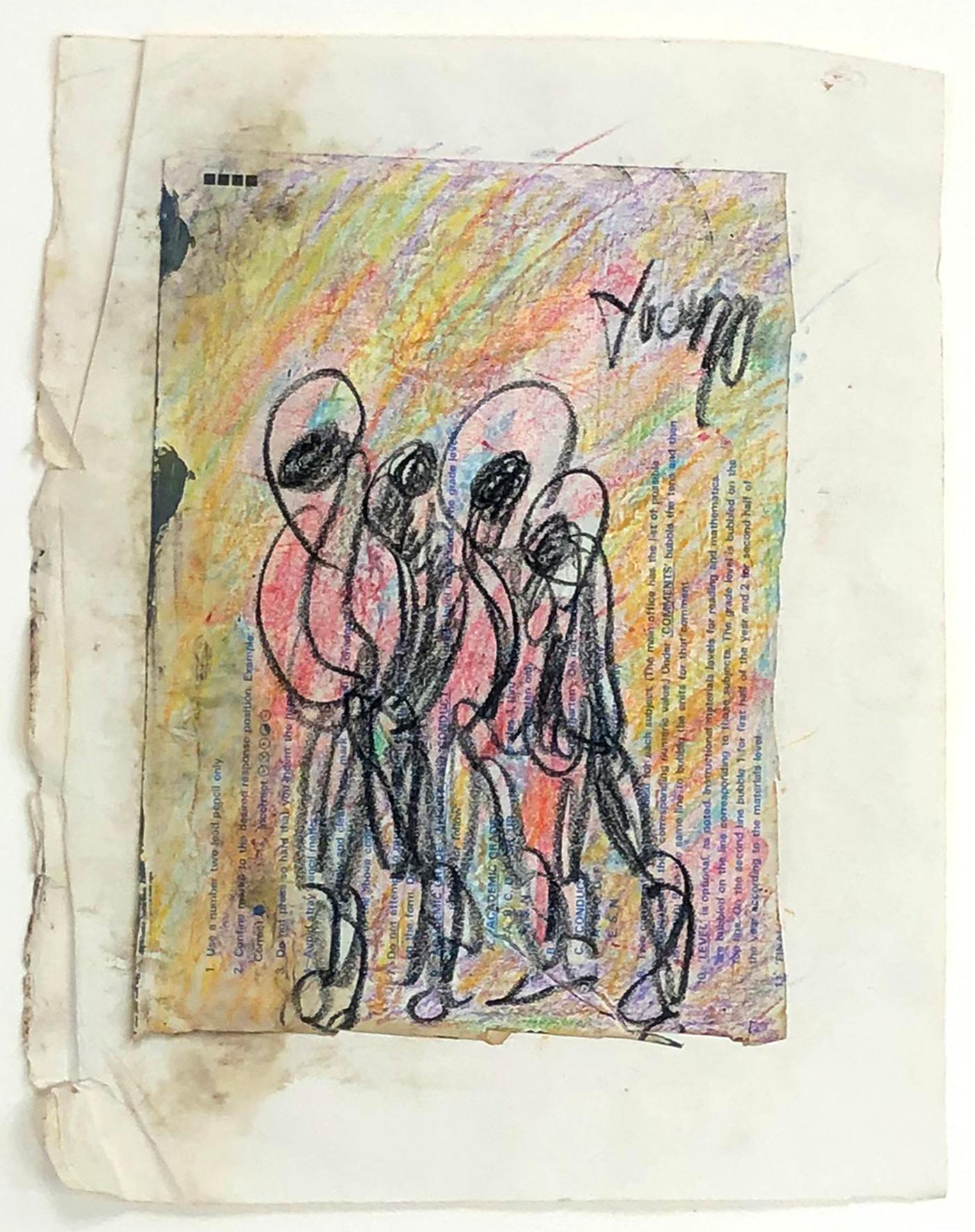 Convoy (original en técnica mixta sobre papel) - Art de Purvis Young