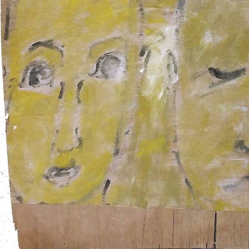 OJOS BIEN ABIERTOS, OJOS CERRADOS (PINTURA SOBRE MADERA) - Painting de Purvis Young
