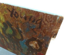 Men on Horseback, Original Mixed Media Painting on Found Wood, Outsider Art