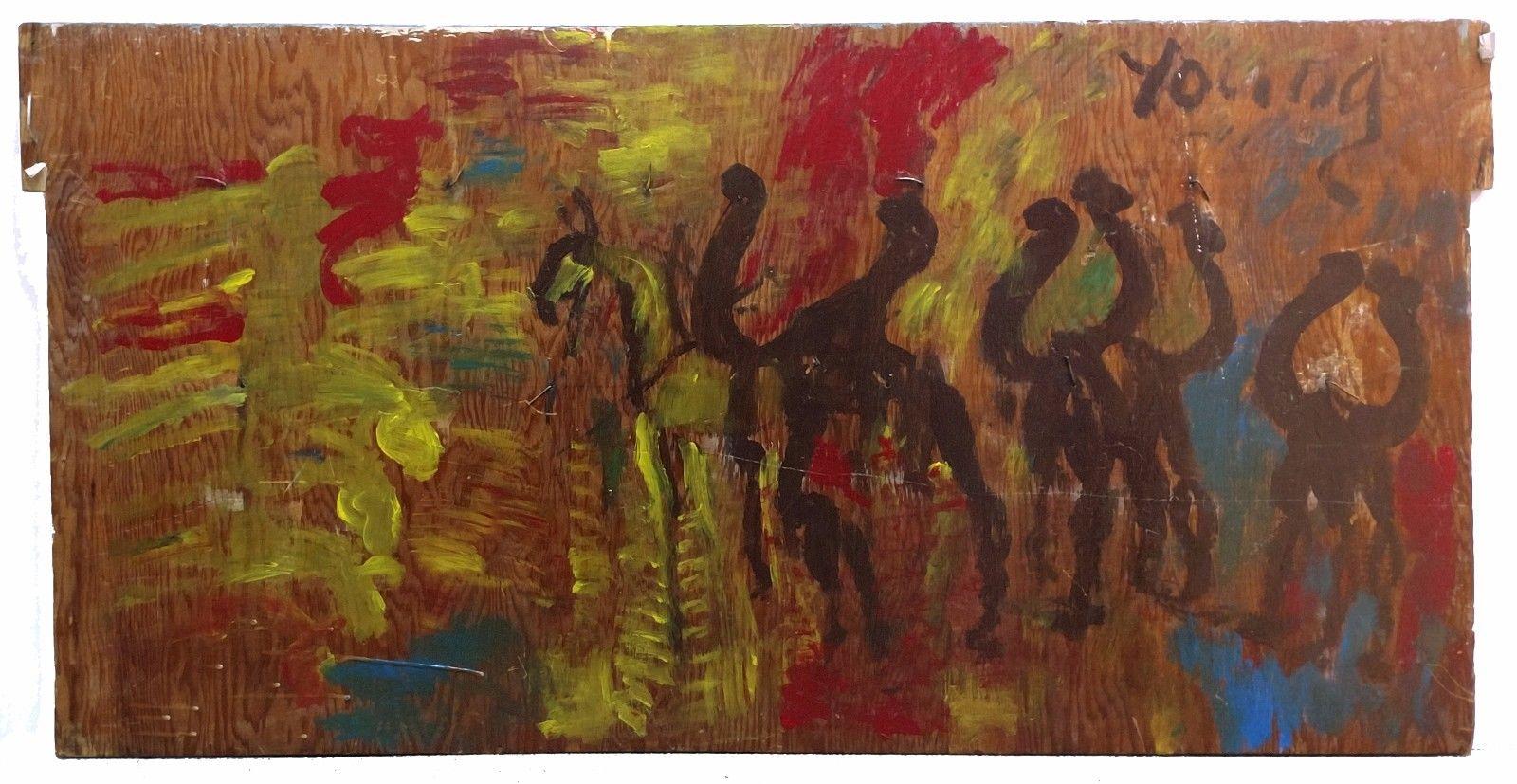 HOMBRES A CABALLO (PINTURA SOBRE MADERA) - Mixed Media Art de Purvis Young
