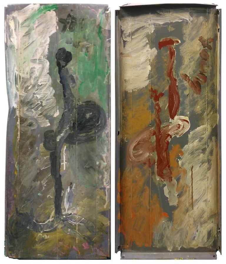 SIDE BY SIDE DIPTYCH (PAINTING ON METAL) - Mixed Media Art by Purvis Young