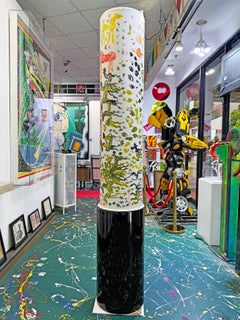 Urban Totem (original mixed media painted on found water tank)