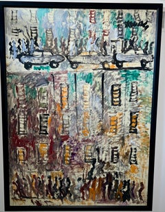 "Cars, Buildings People" Contemporary Outsider Folk Art African American Urban