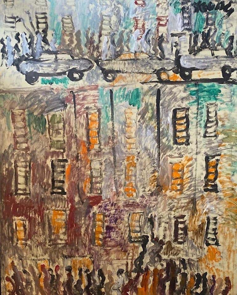 "Cars, Buildings People" Contemporary Outsider Folk Art African American Urban