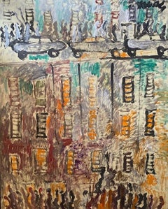 "Cars, Buildings People" Contemporary Outsider Folk Art African American Urban 