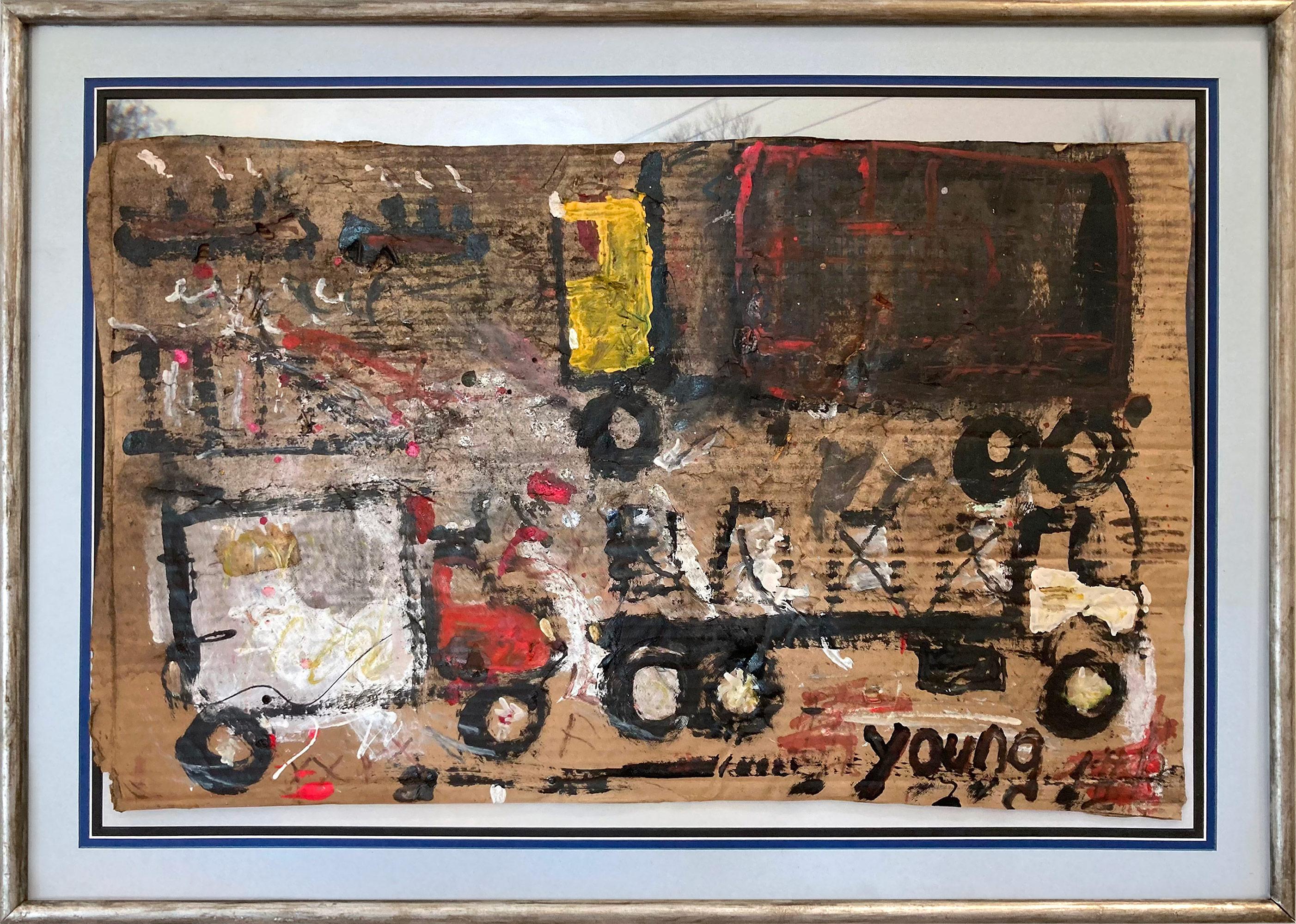 "City Streets" Contemporary Outsider Urban Expressionism Painting Framed