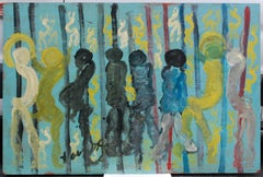 Incarcerated Angel Among Them Oil On Wood Panel, Signed 1977