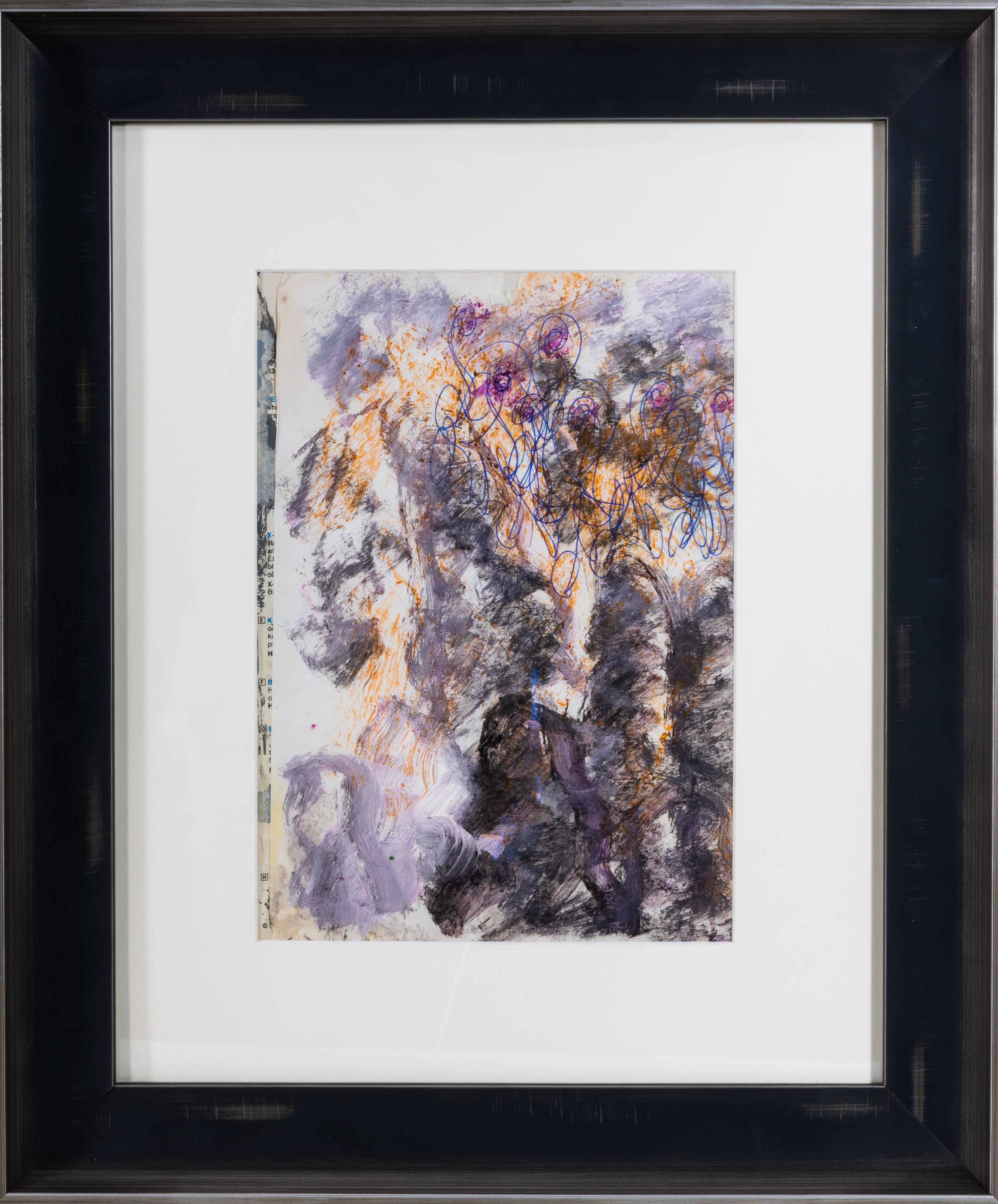 Artist: Purvis Young
Title: Untitled 6
Medium: Mixed media: Paint, crayon, and ink on scrap paper
Image Size: 10 1/2" x 7 1/2"
Frame Size: 18 1/2" x 15 1/2"
Edition: Original
Inscription: Signed on back
Condition: In the style of found art with an