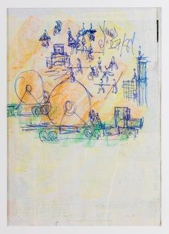 Purvis Young Doppelseitig signierte Original-Mischtechnik-Zeichnung - Ohne Titel 2