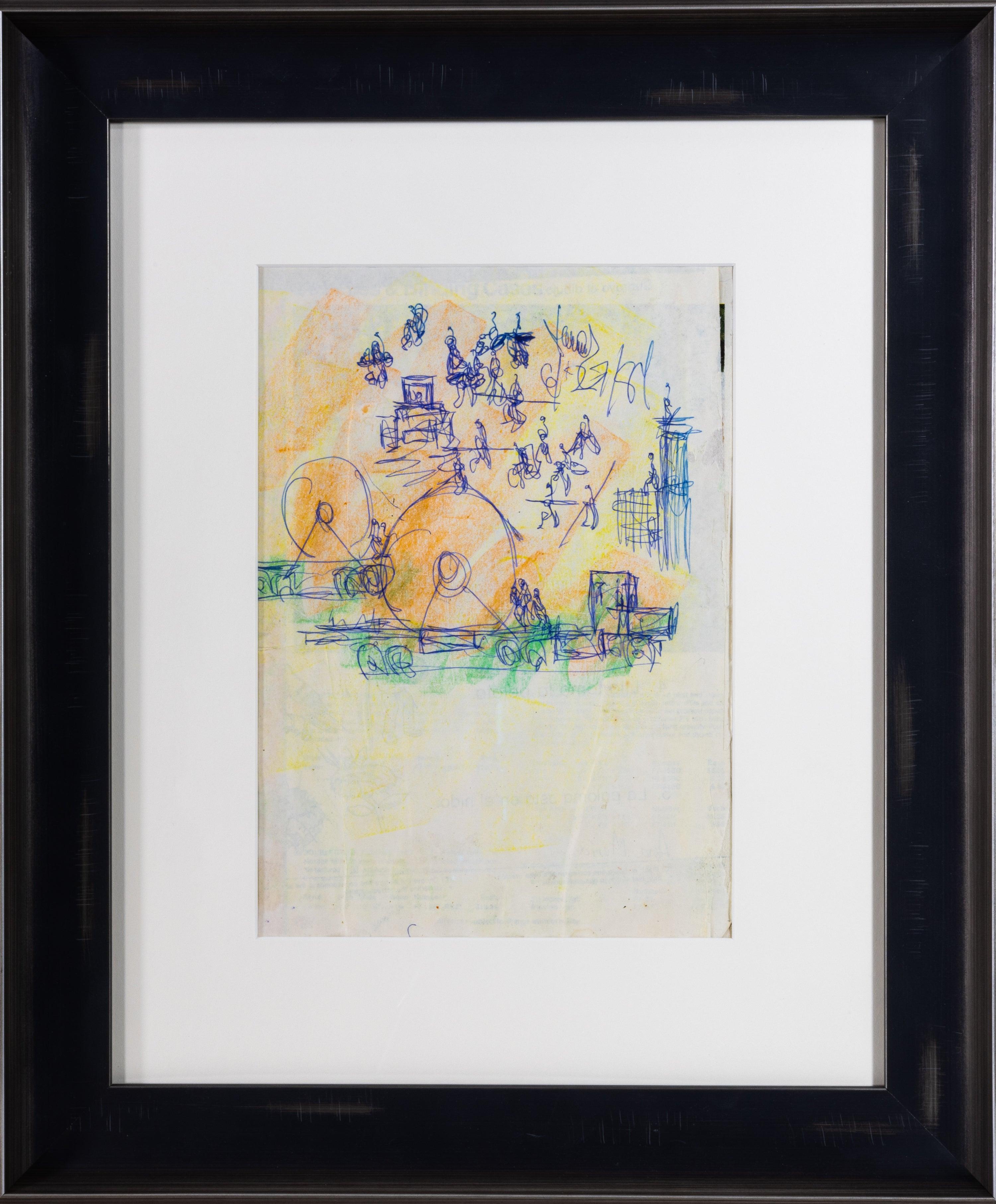 Purvis Young Dual-Sided Signed Original Mixed Media Drawing - Untitled 2
