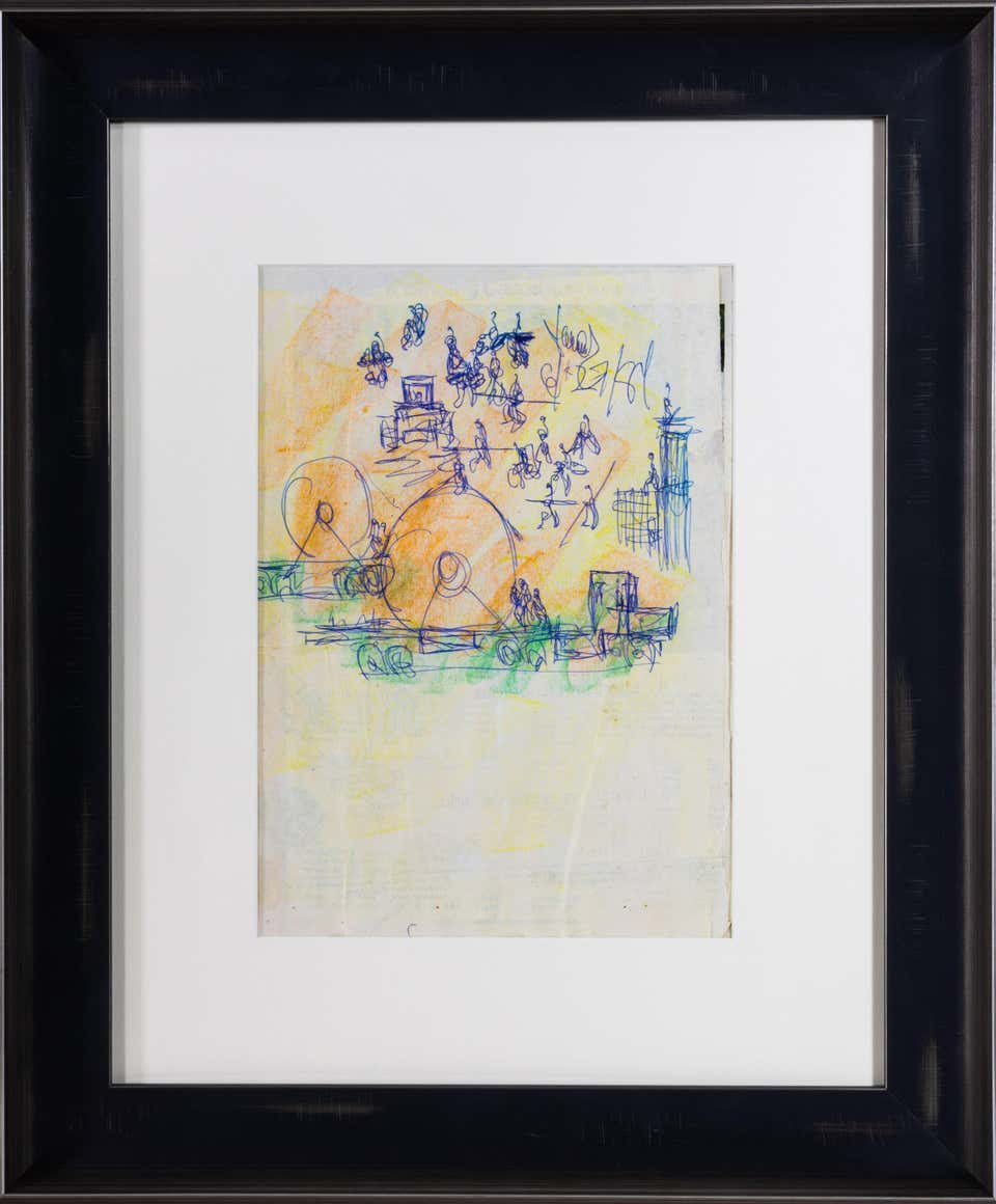 Purvis Young Dual-Sided Signed Original Mixed Media Drawing - Untitled 2