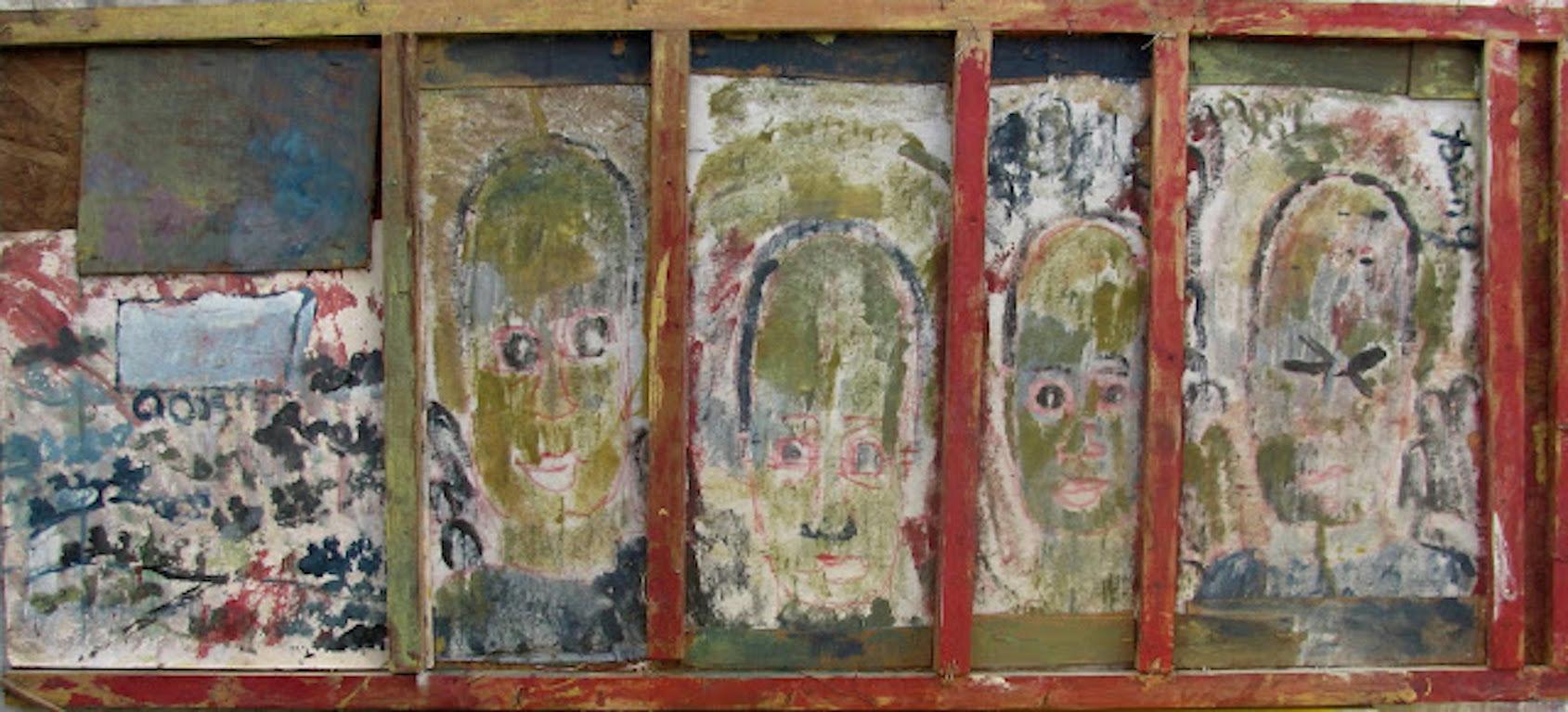 Painting on plywood of four heads and a truck by Purvis Young

From the artist to Vanity Novelty Garden, Tamara Hendershot To Rising Fawn Folk Art, The Jimmy Hedges Collection of Outsider Art 

