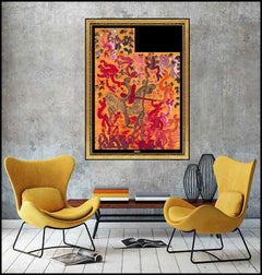 Purvis Young Large Original Oil Painting On Board Modern Abstract Street Art