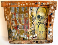 Purvis Young — Procession and Witness (Angels and Mourning), Mixed-Media Diptych