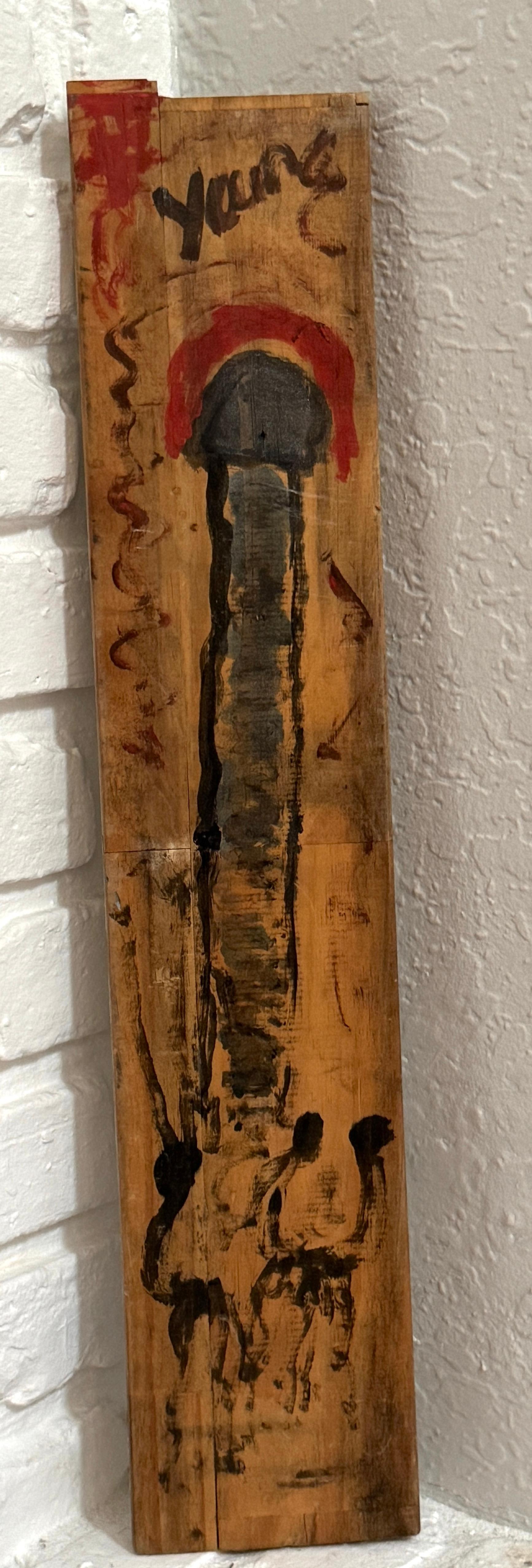 Purvis Young, Saint of the Freedom Horses, c. 1980s

Paint on Found Wood, 23