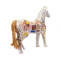 Purvis Young Large 38” Rare Horse Sculpture Signed Original Hand Painted